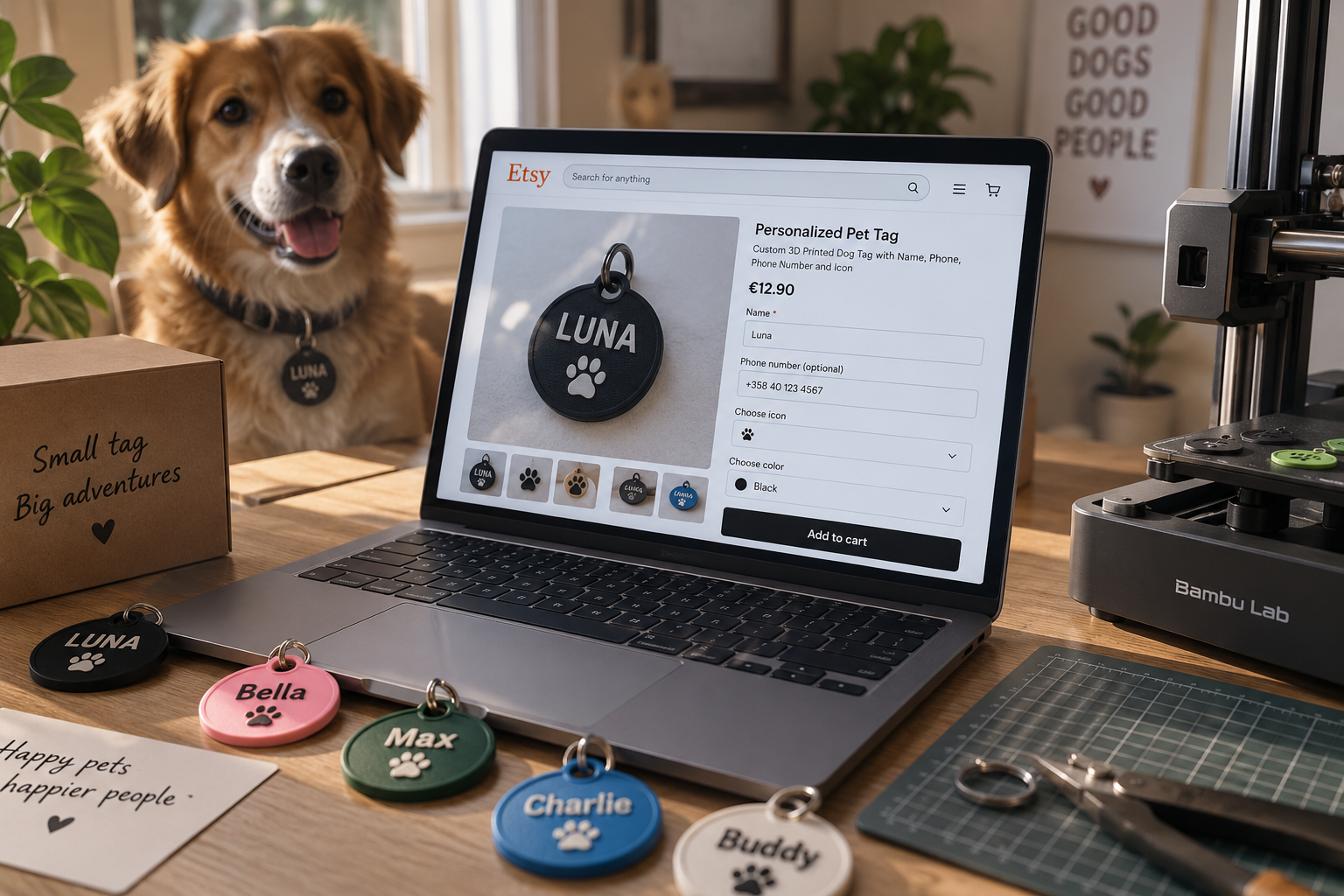 Personalized 3D-printed pet ID tags