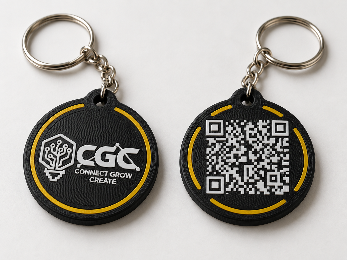 Company-logo QR keychain example