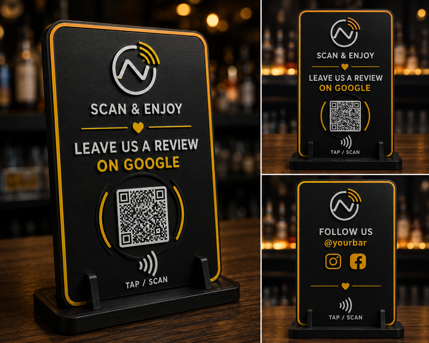 Tabletop QR review stand example